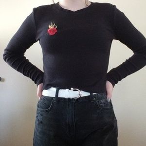 Forevor 21 Long Sleeve Ribbed Tee with Patch